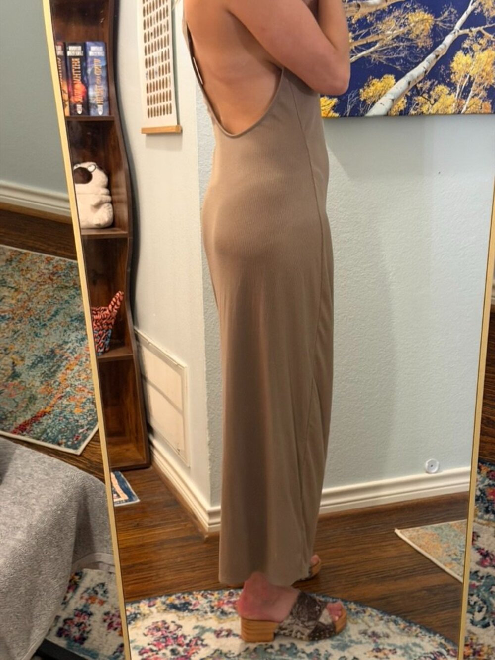 NWT Free People Beach Saturday Night Ribbed Midi Dress Large Taupe - Picture 4 of 11